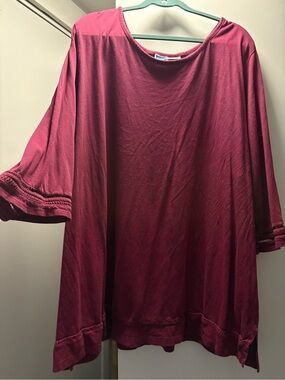 Karen Scott Scoop Neck Tunic Top - Wine